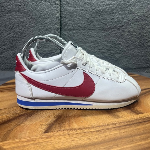 Nike Cortez Classic White Red Blue Leather Womens Casual Sneakers Shoes Size 7.5